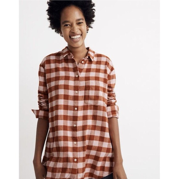 Madewell Flannel Oversized Ex-Boyfriend Shirt in Buffalo Check Size Medium NWT - Picture 1 of 7